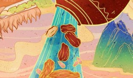 国风吃瓜海报插画,传统与现代的趣味碰撞